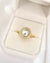 Greenish Gold South Sea Pearl Ring with Cubic Zirconia Halo - 9mm+