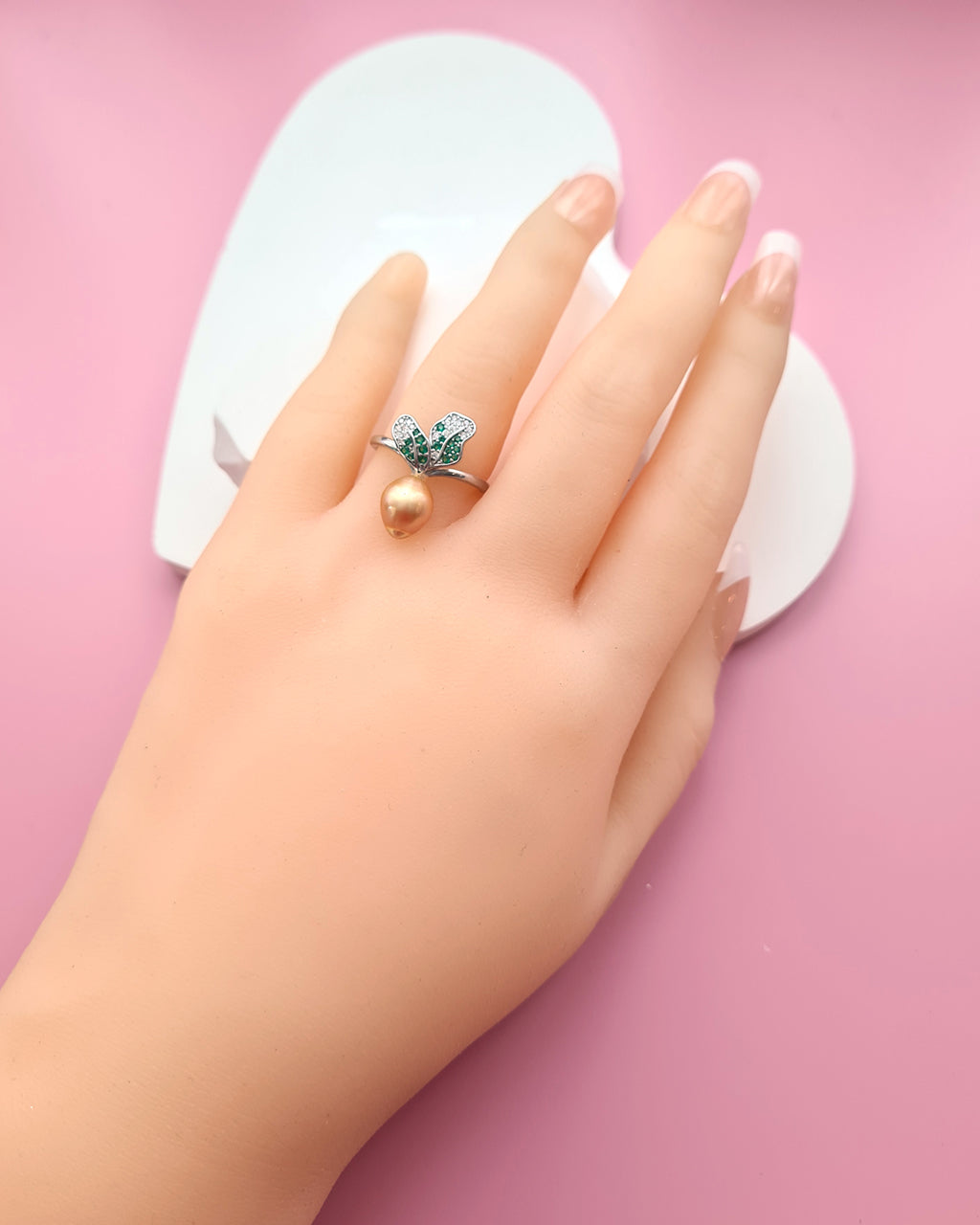 Cute Gold Carrot Ring, South Sea Pearl Ring, Singapore