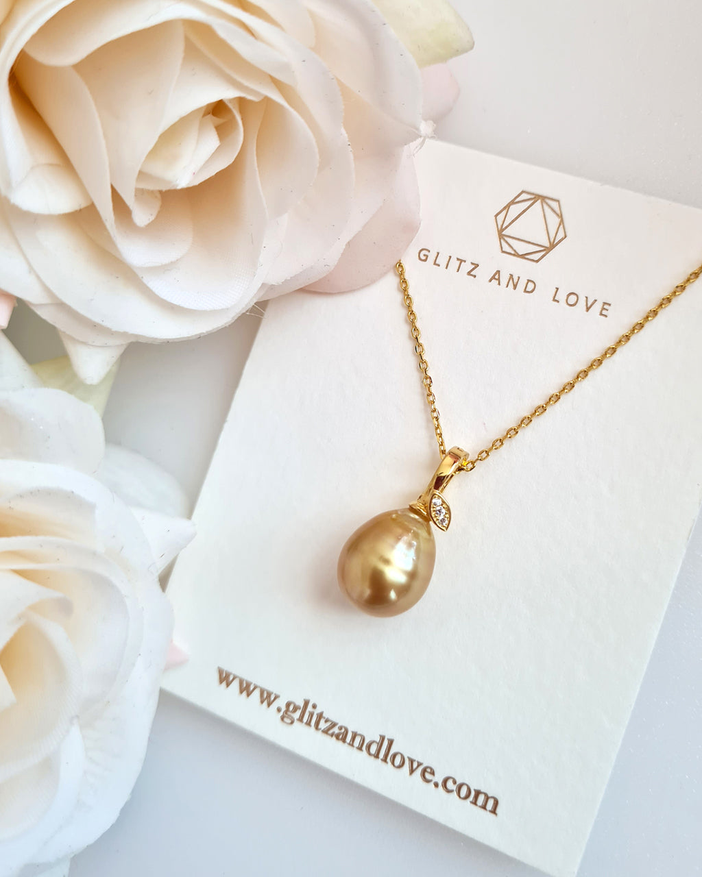 South Sea Pearl Necklace | Gold Teardrop Pearl Modern Everyday Pearl Jewelry 