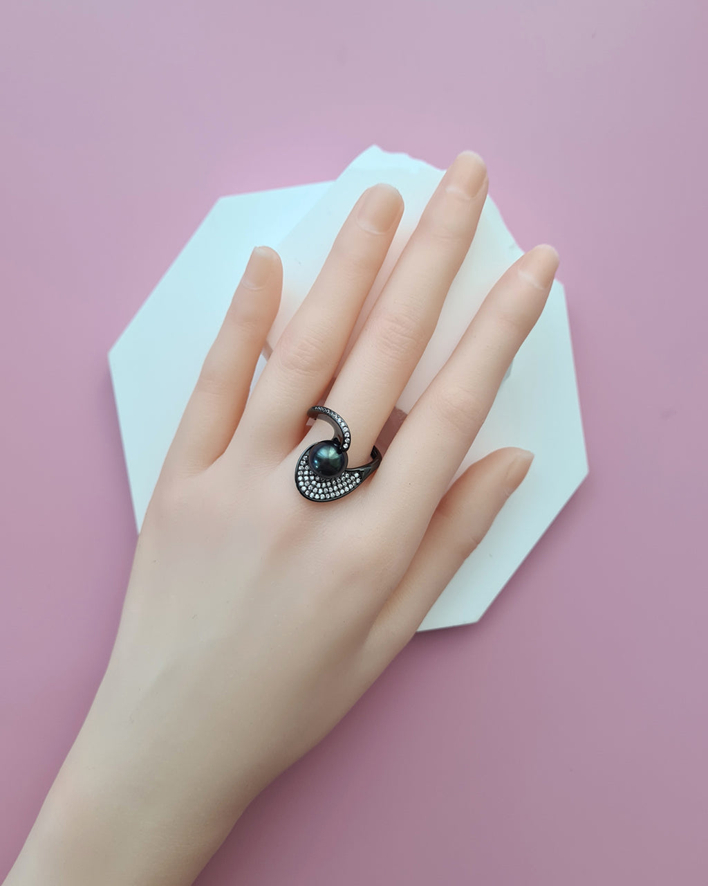 Tahitian Pearl Ring - Abstract, Handmade pearl jewelry in Singapore
