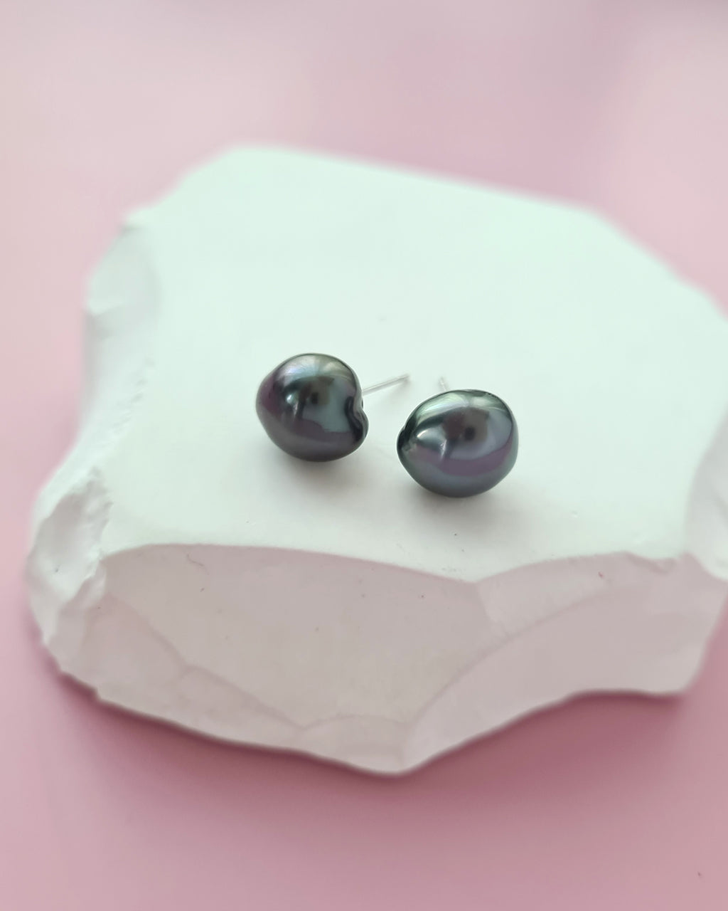 Tahitian Keshi Pearl Stud Earrings - 18k White Gold Pearl Jewelry Singapore