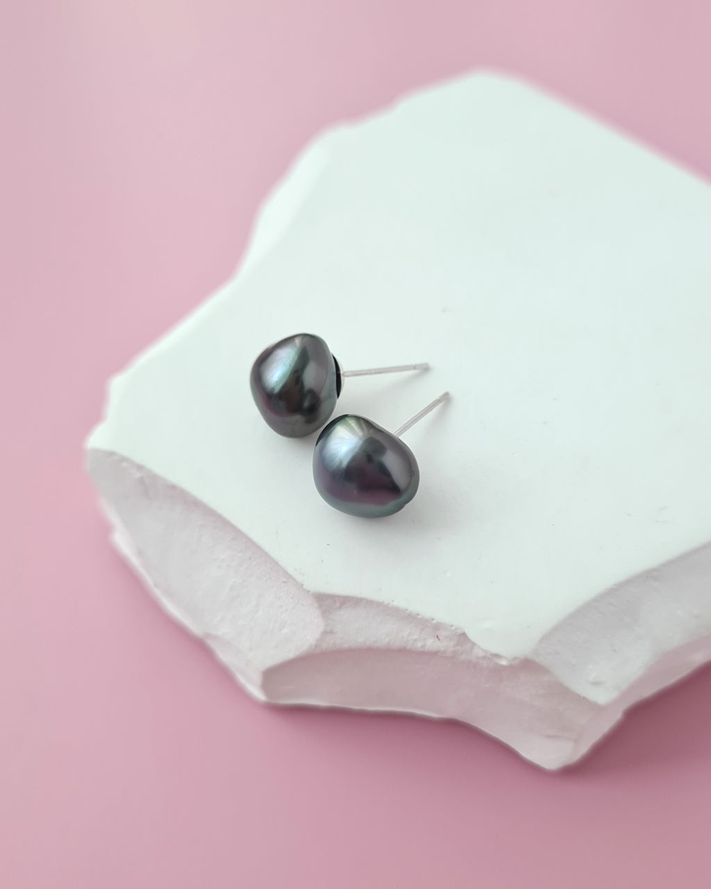 Tahitian Keshi Pearl Stud Earrings - 18k White Gold Pearl Jewelry Singapore