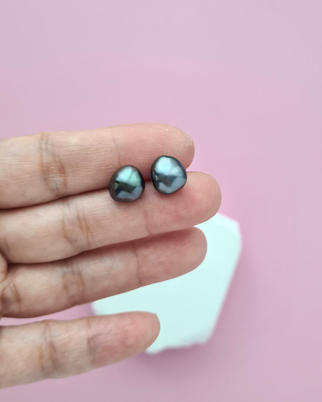 Tahitian Keshi Pearl Stud Earrings - 18k White Gold Pearl Jewelry Singapore