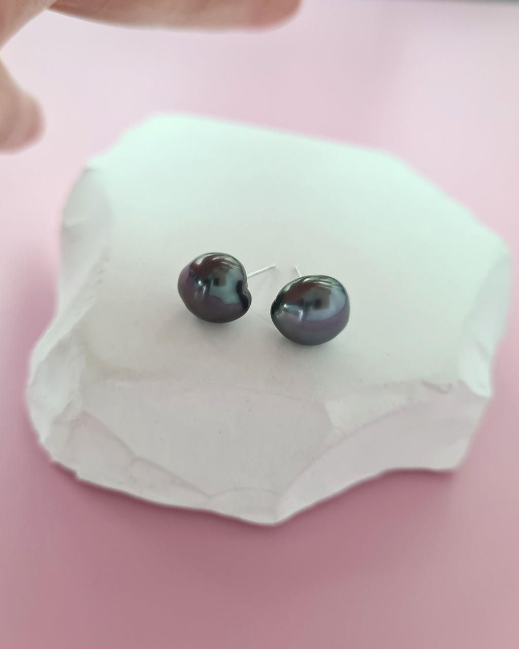 Tahitian Keshi Pearl Stud Earrings - 18k White Gold Pearl Jewelry Singapore