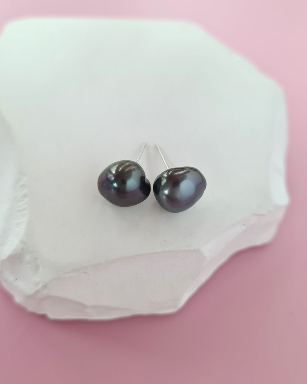 Tahitian Keshi Pearl Stud Earrings - 18k White Gold Pearl Jewelry Singapore
