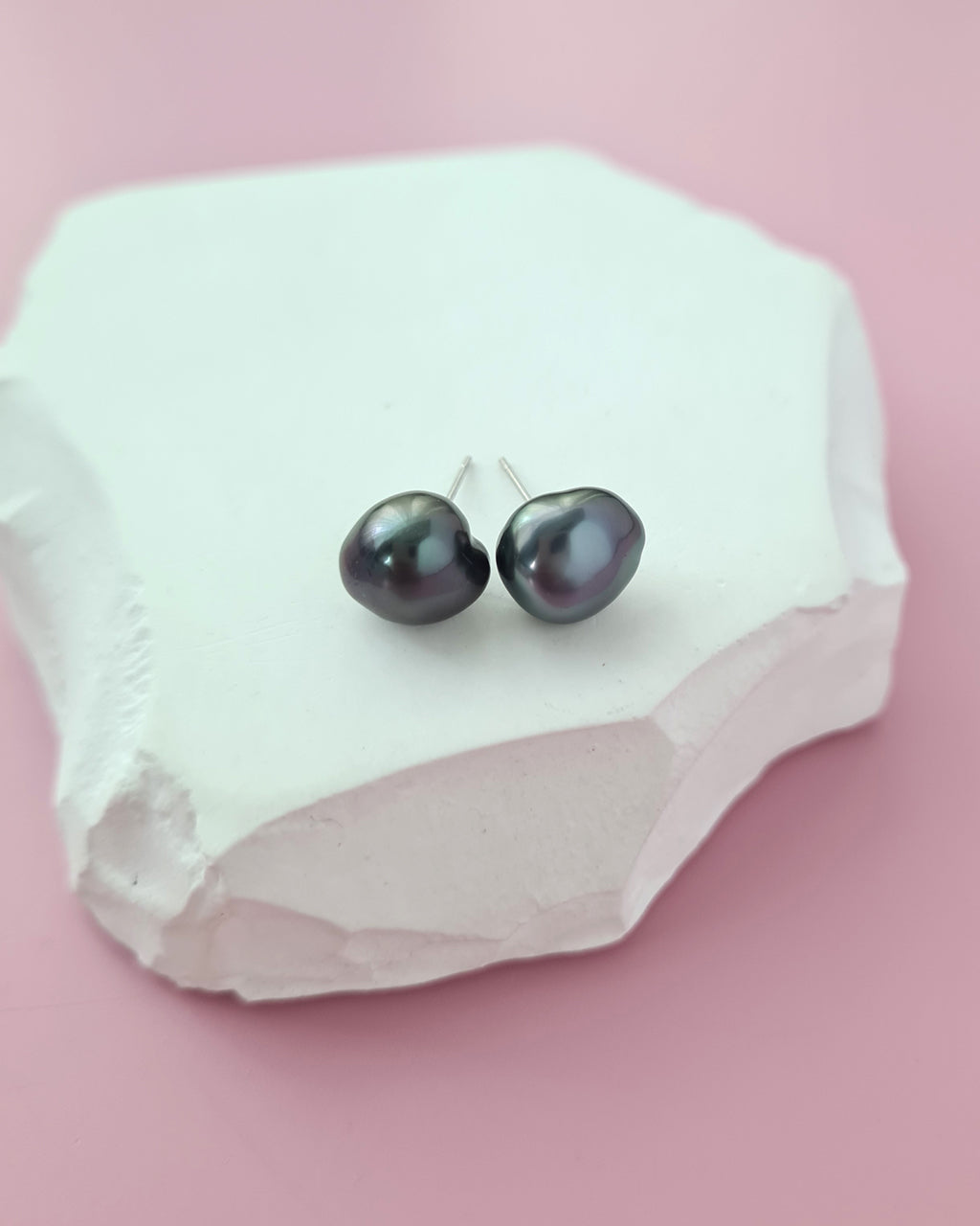Tahitian Keshi Pearl Stud Earrings - 18k White Gold Pearl Jewelry Singapore