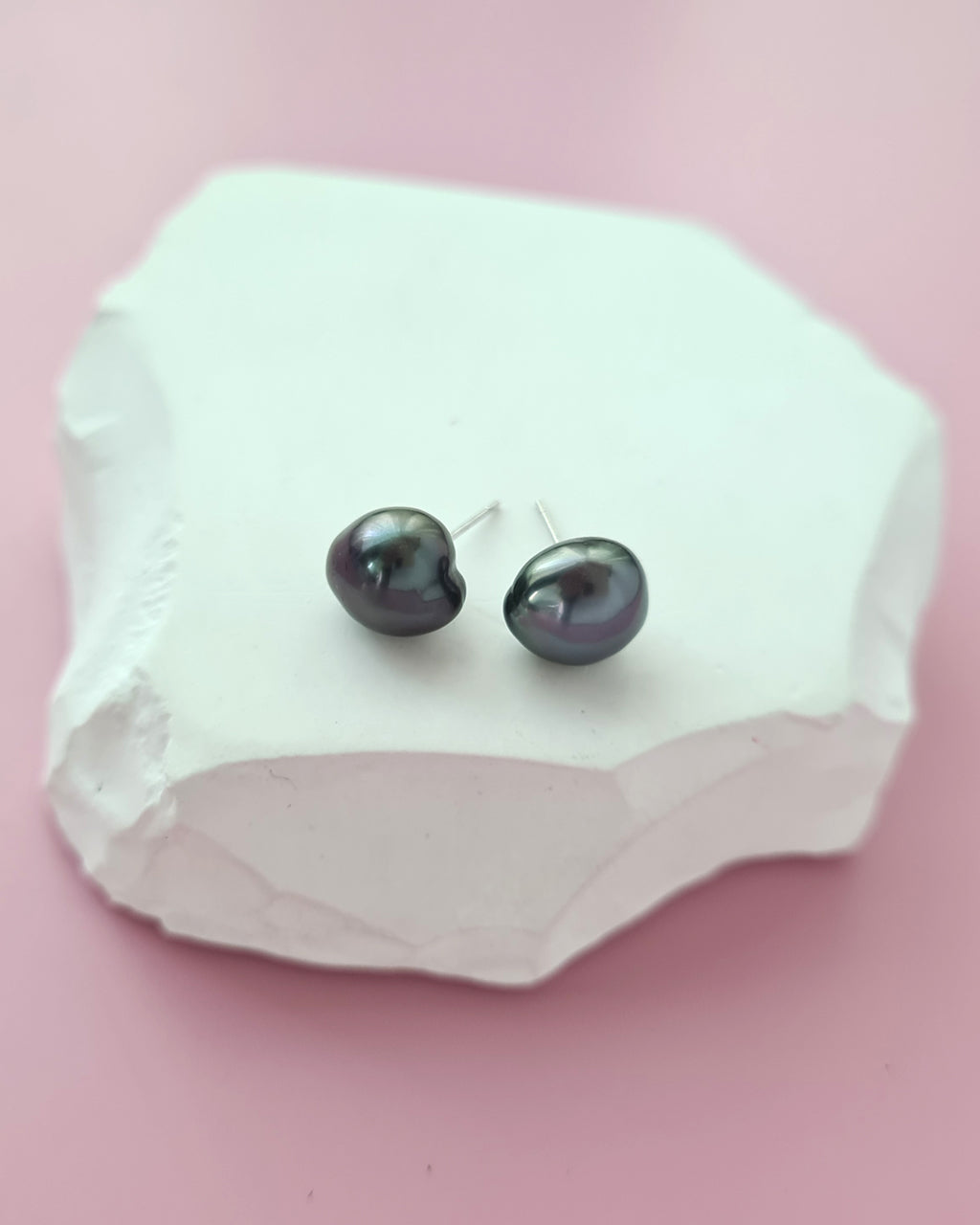 Tahitian Keshi Pearl Stud Earrings - 18k White Gold Pearl Jewelry Singapore