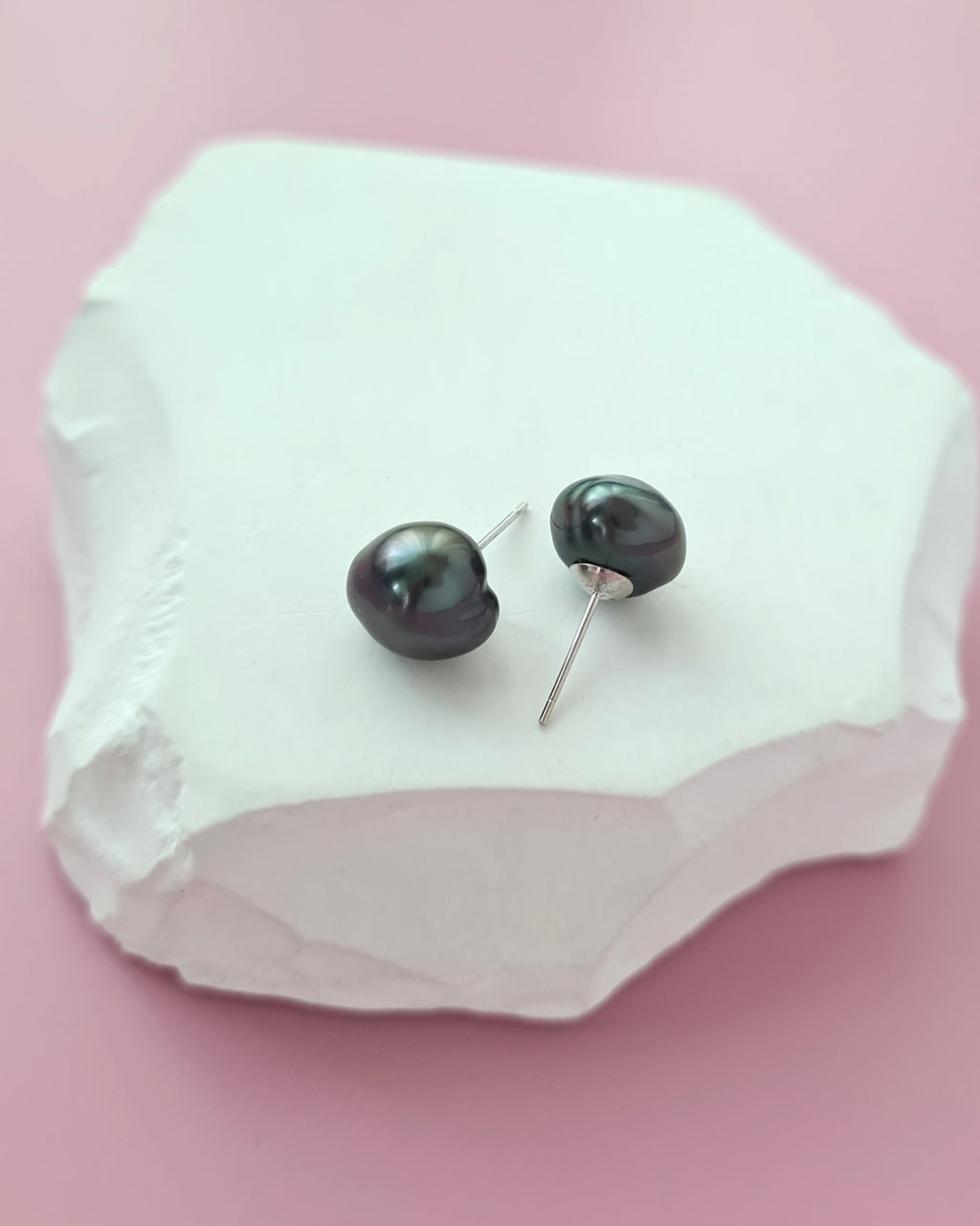 Tahitian Keshi Pearl Stud Earrings - 18k White Gold Pearl Jewelry Singapore