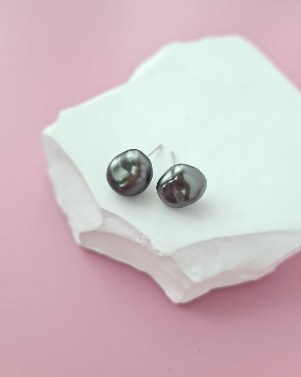 Tahitian Keshi Pearl Stud Earrings - 18k White Gold Pearl Jewelry Singapore