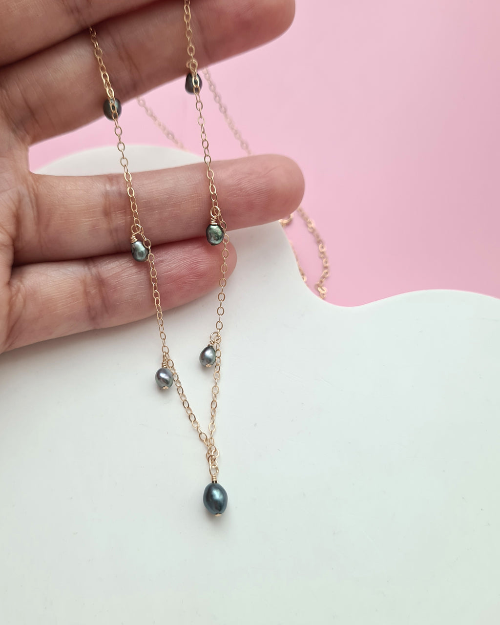 Tahitian Keshi Pearl Dangle Necklace