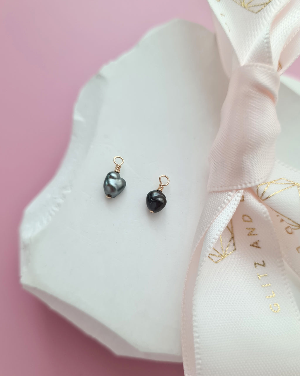 Tahitian Keshi Pearl Pendant Necklace, Tiny Heart Pearl Handmade Jewelry in Singapore