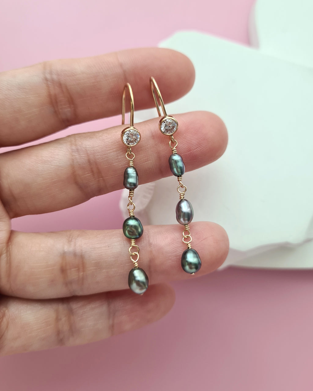 Tahitian Keshi Pearl Earrings, Pearl jewelry for modern women