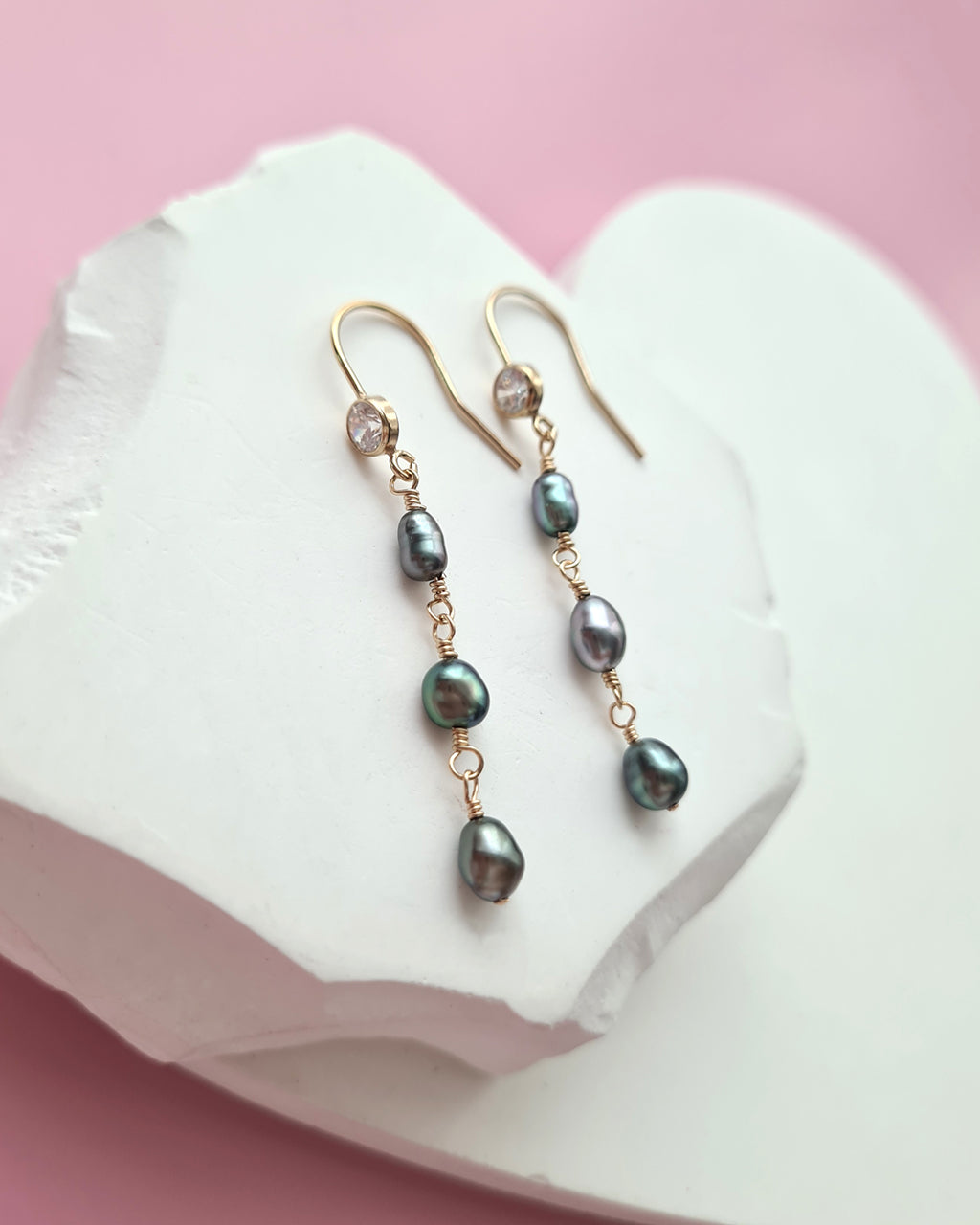 Tahitian Keshi Pearl Earrings, Pearl jewelry for modern women