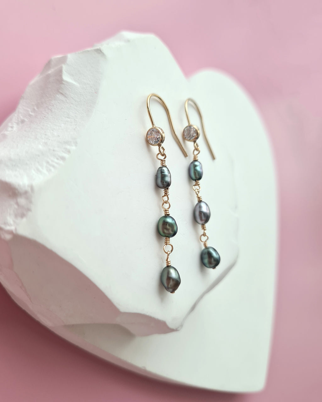 Tahitian Keshi Pearl Earrings, Pearl jewelry for modern women