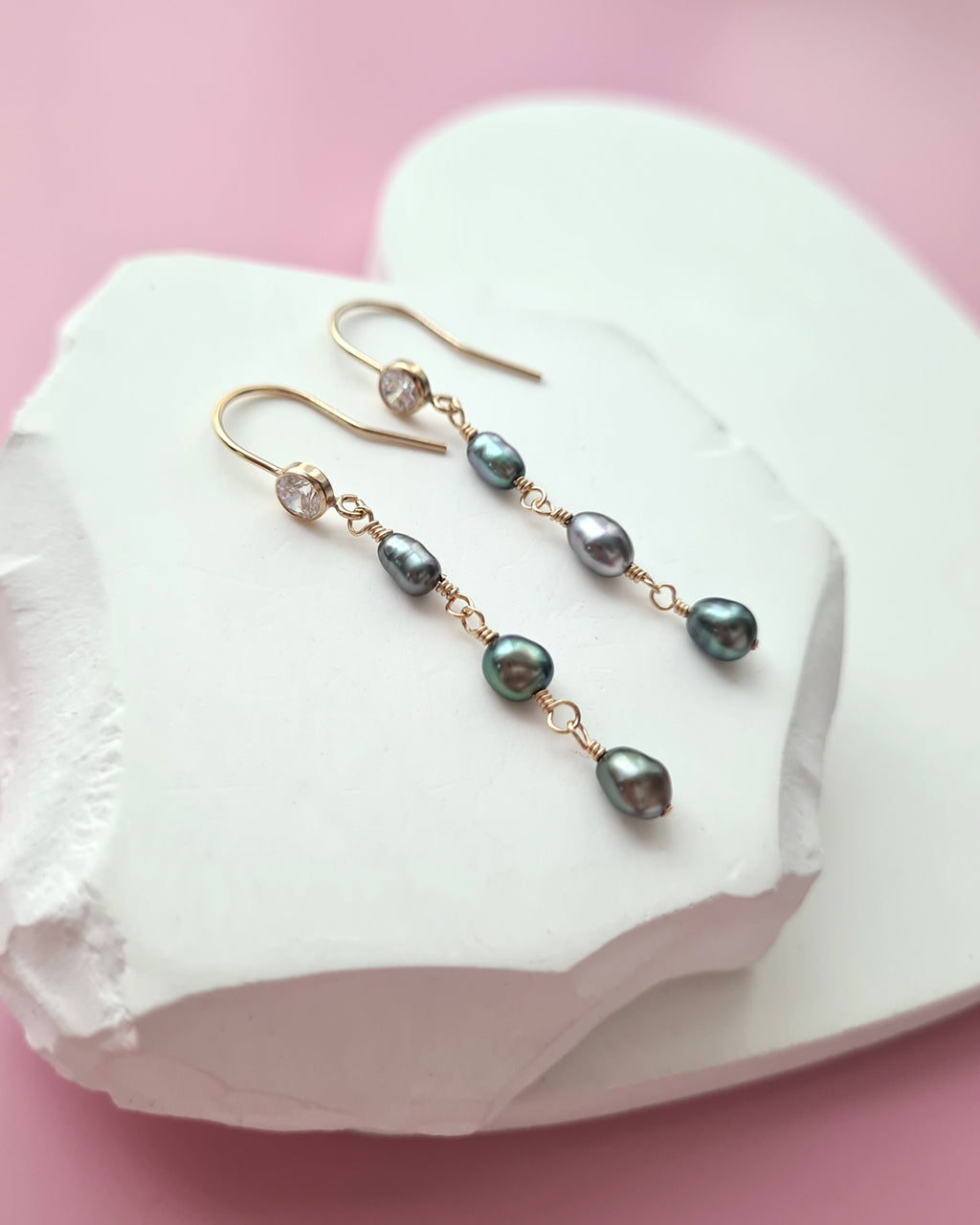 Tahitian Keshi Pearl Earrings, Pearl jewelry for modern women