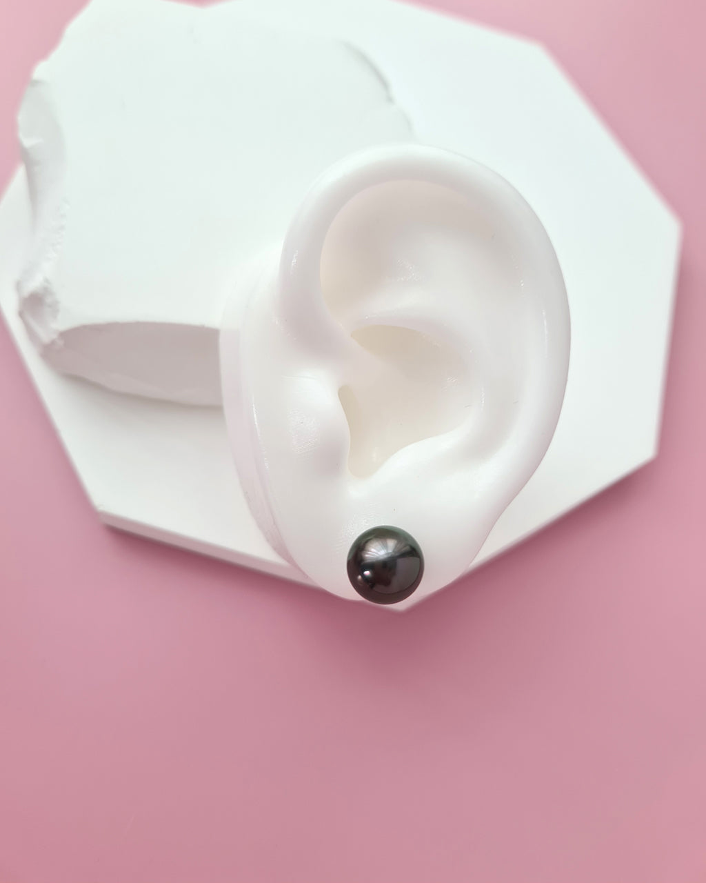 Tahitian Pearl 18K Gold Stud Earrings - 9.8mm+