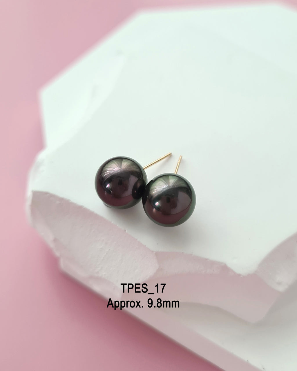 Tahitian Pearl 18K Gold Stud Earrings - 9.8mm+