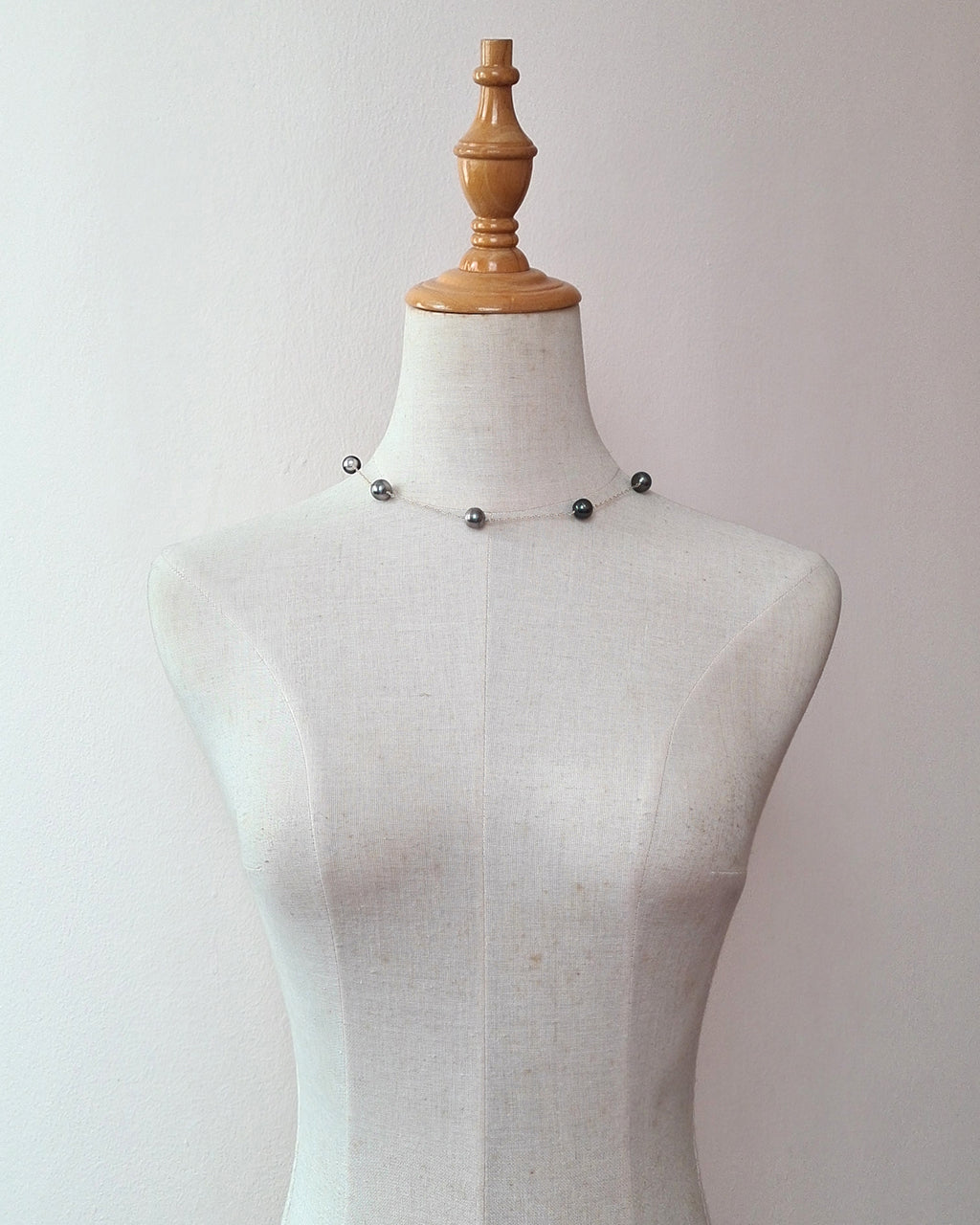 Tahitian Pearl Floating Pearl Necklace, Handmade Pearl Jewelry in Singapore