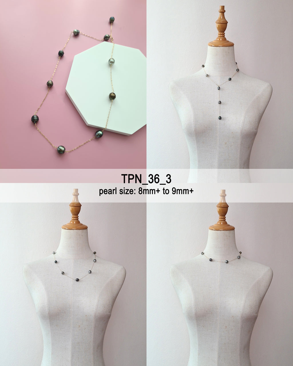 Tahitian Pearl Floating Pearl Necklace, Handmade Pearl Jewelry in Singapore