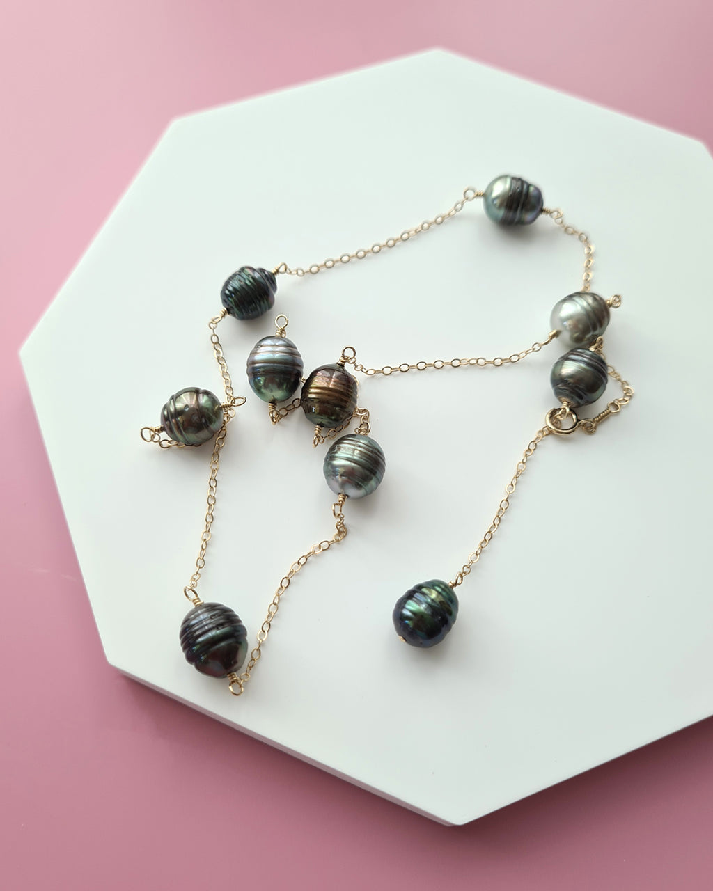 Tahitian Pearl Floating Pearl Necklace, Handmade Pearl Jewelry in Singapore