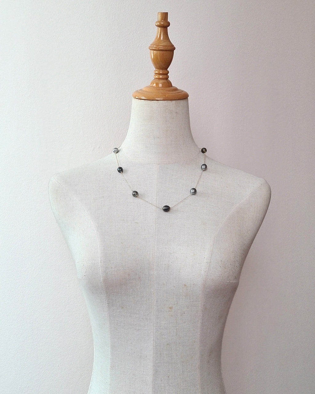 Tahitian Pearl Floating Pearl Necklace, Handmade Pearl Jewelry in Singapore