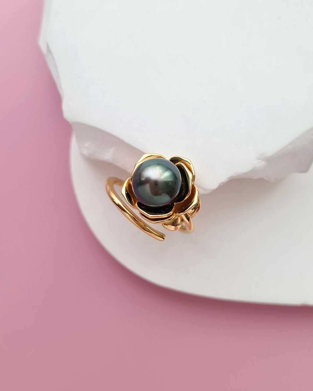 Tahitian Pearl Floral Wrap Ring, Modern Pearl Jewelry in Singapore