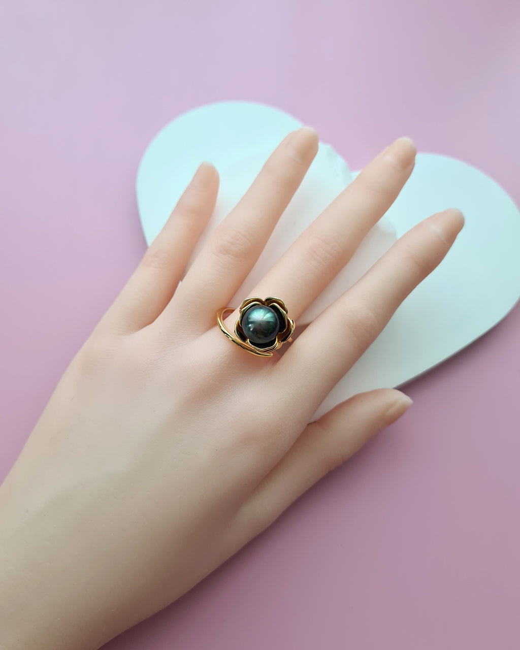 Tahitian Pearl Floral Wrap Ring, Modern Pearl Jewelry in Singapore