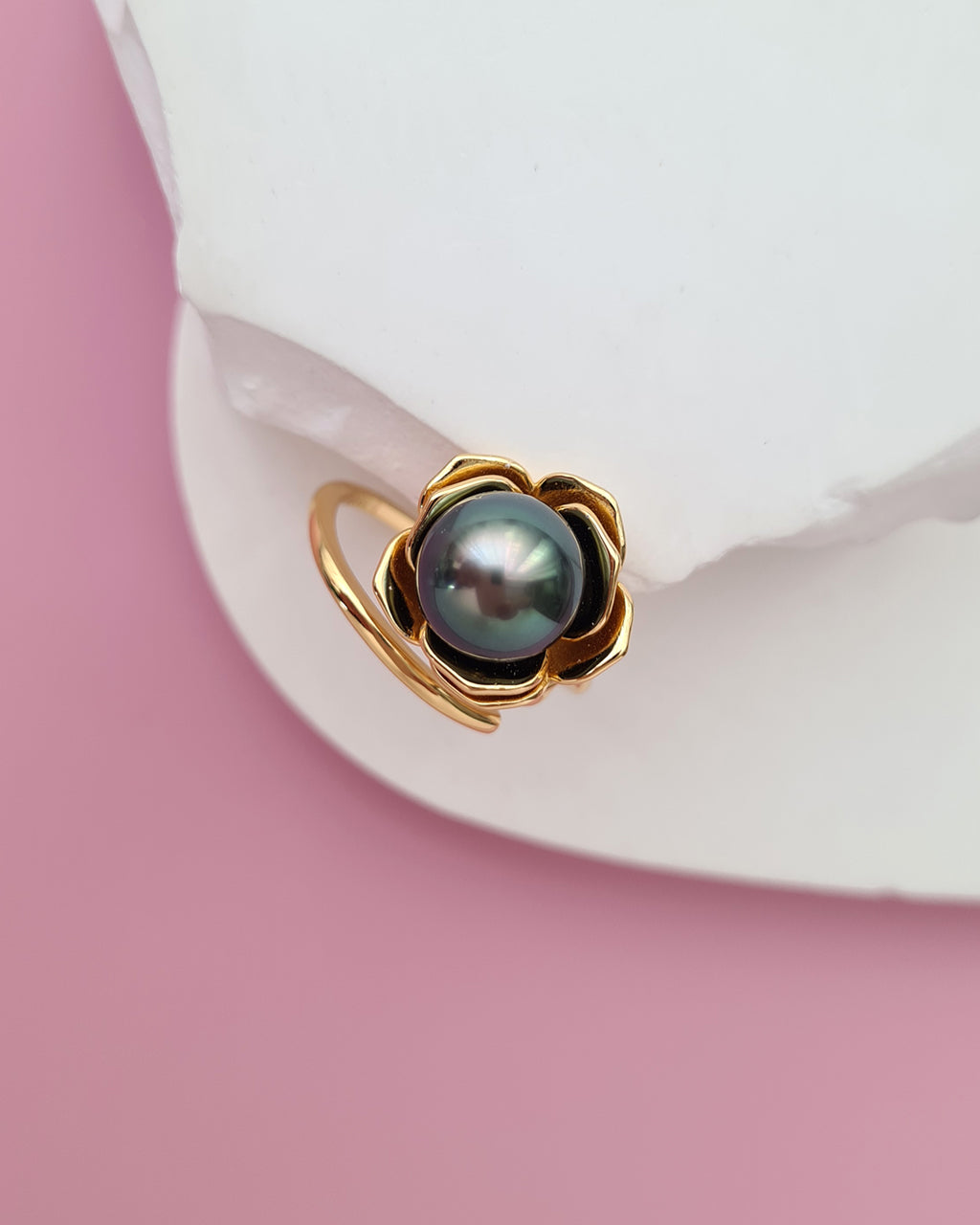 Tahitian Pearl Floral Wrap Ring, Modern Pearl Jewelry in Singapore