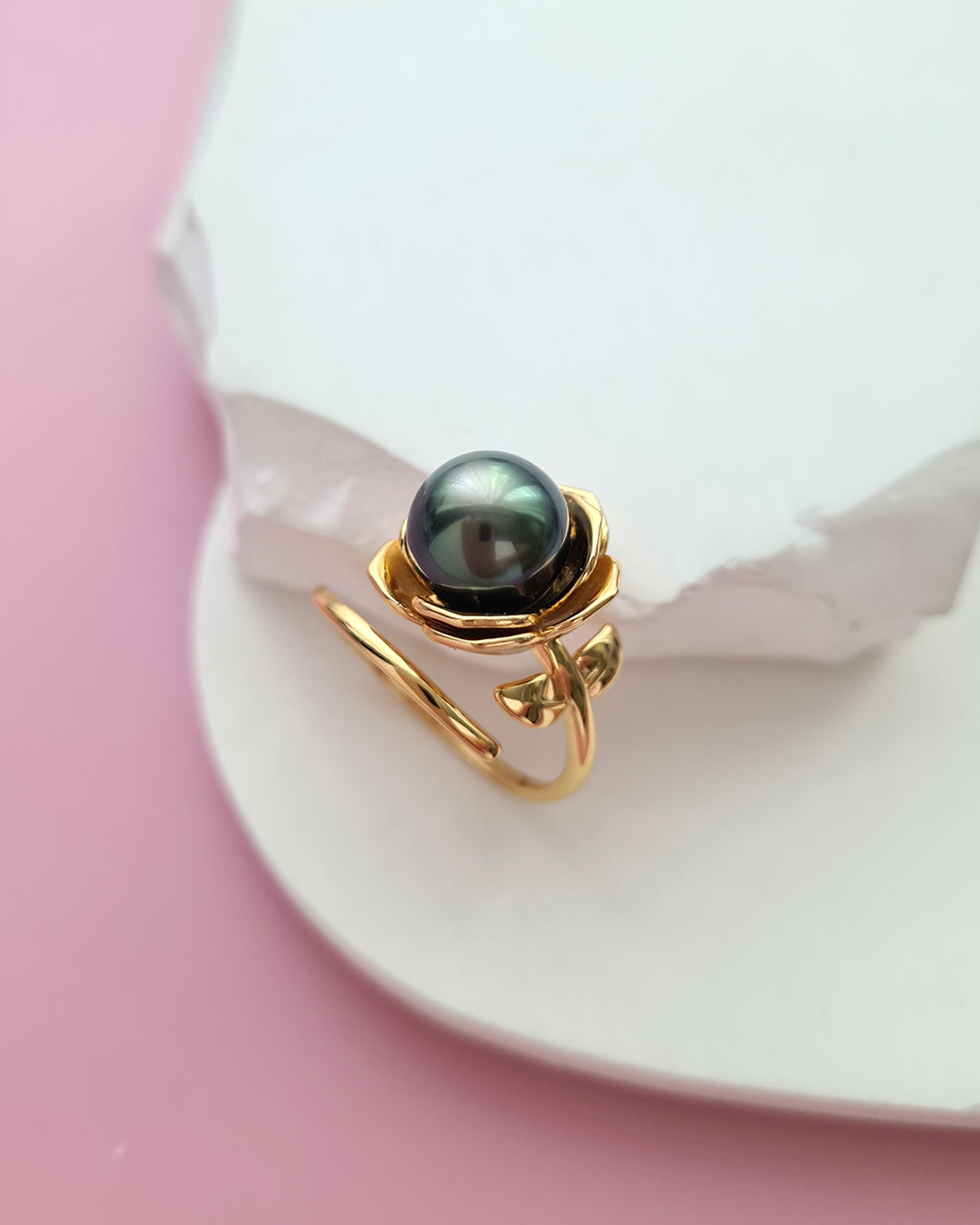 Tahitian Pearl Floral Wrap Ring, Modern Pearl Jewelry in Singapore