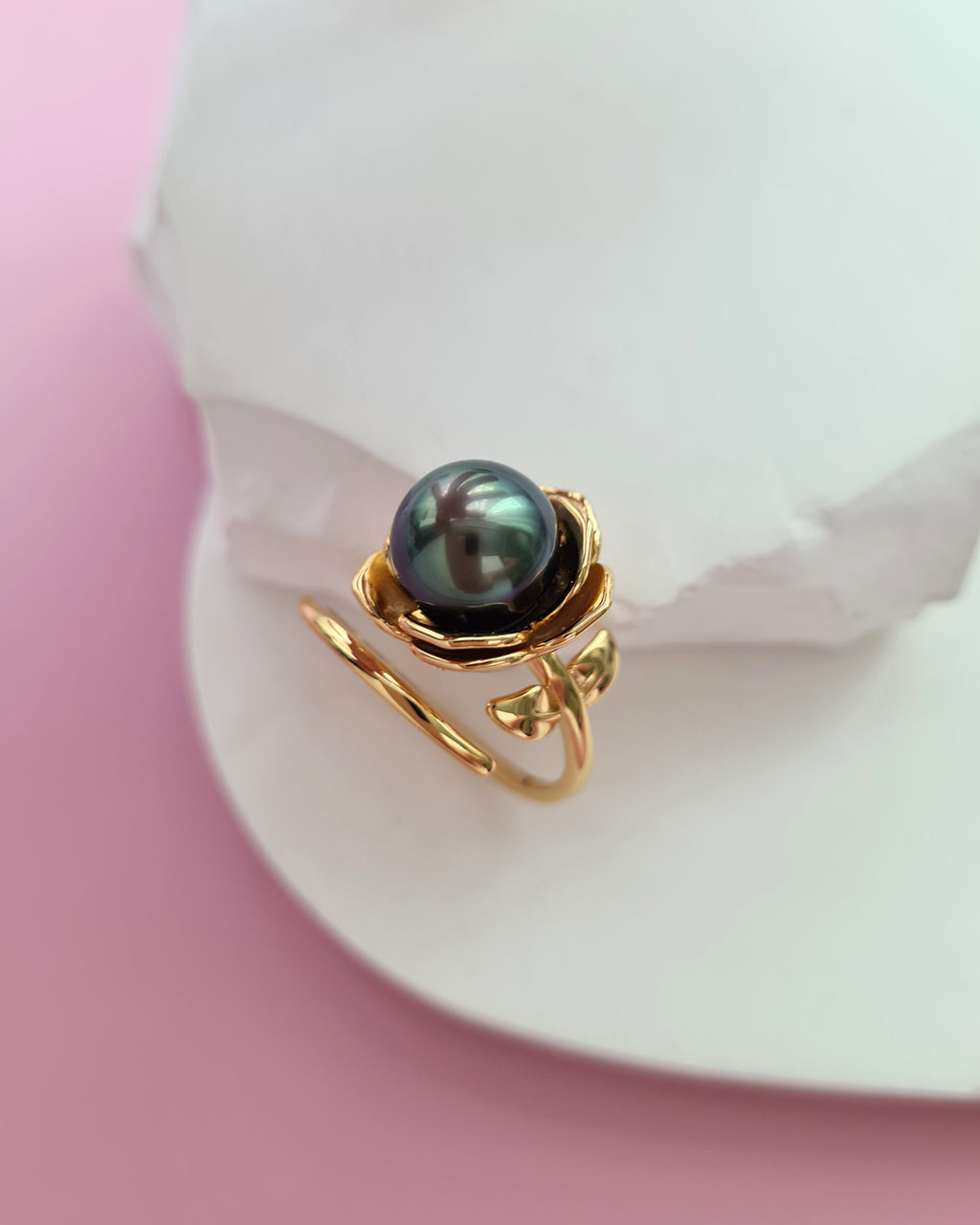 Tahitian Pearl Floral Wrap Ring, Modern Pearl Jewelry in Singapore