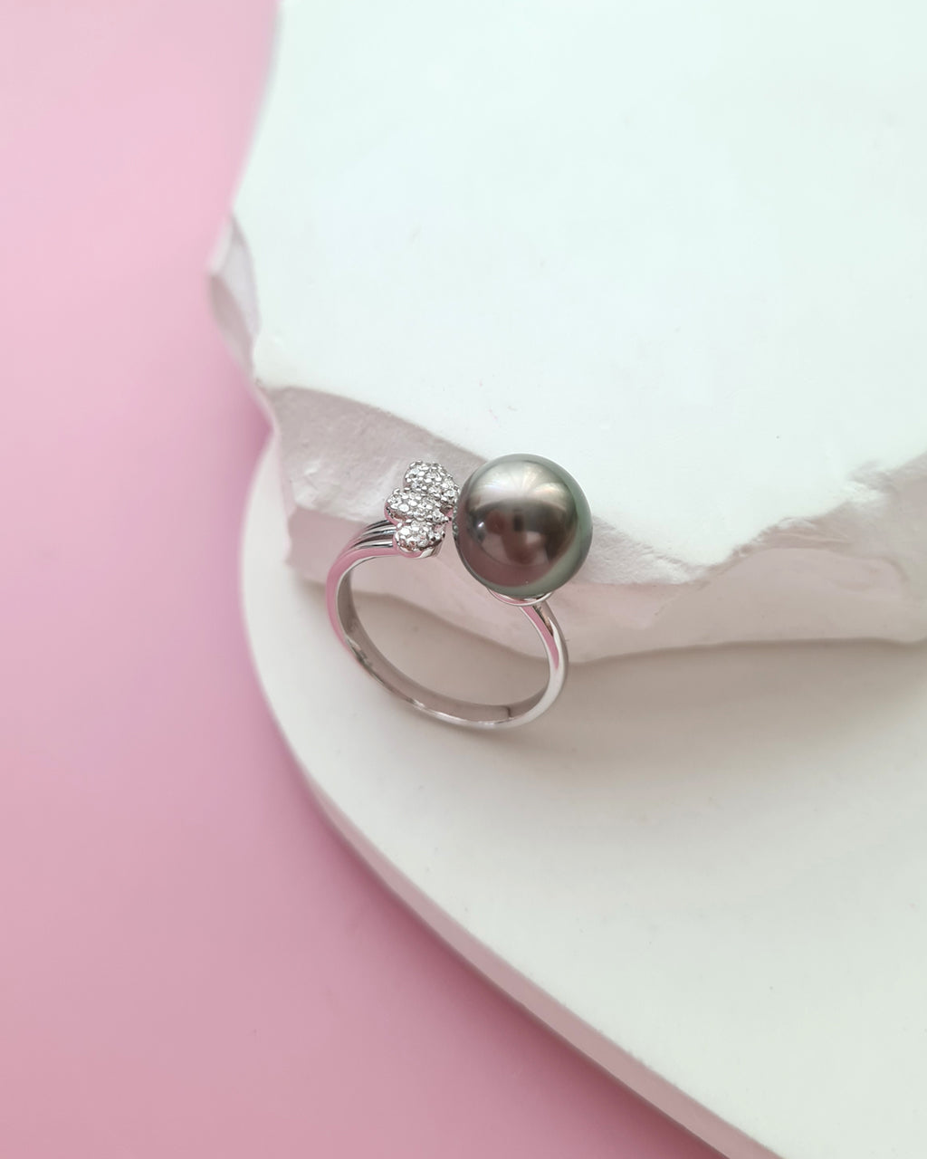 Tahitian Pearl Open Ring, Modern Pearl Jewelry in Singapore