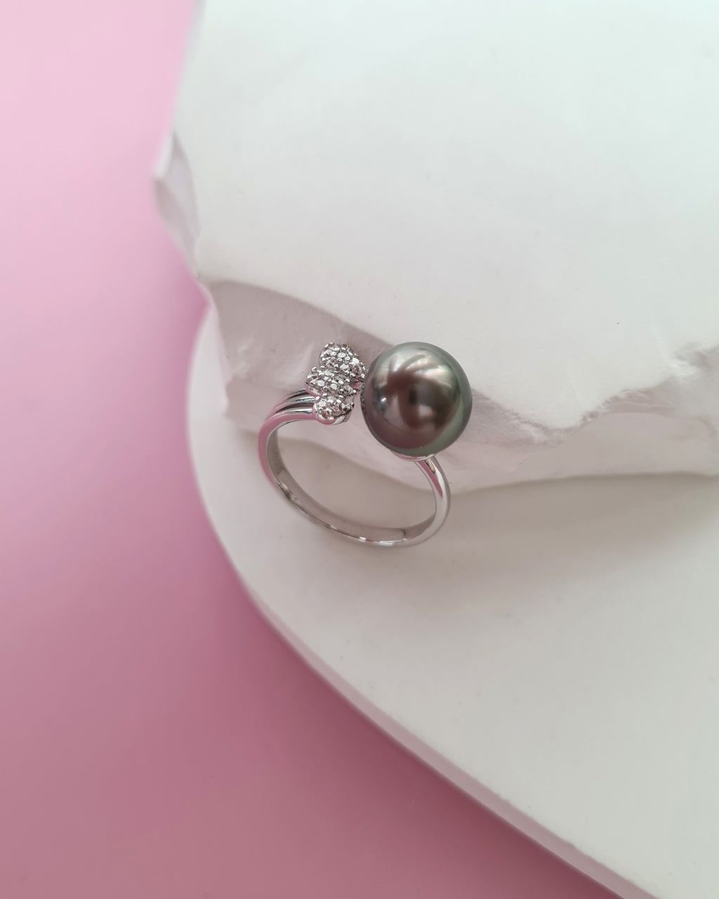 Tahitian Pearl Open Ring, Modern Pearl Jewelry in Singapore