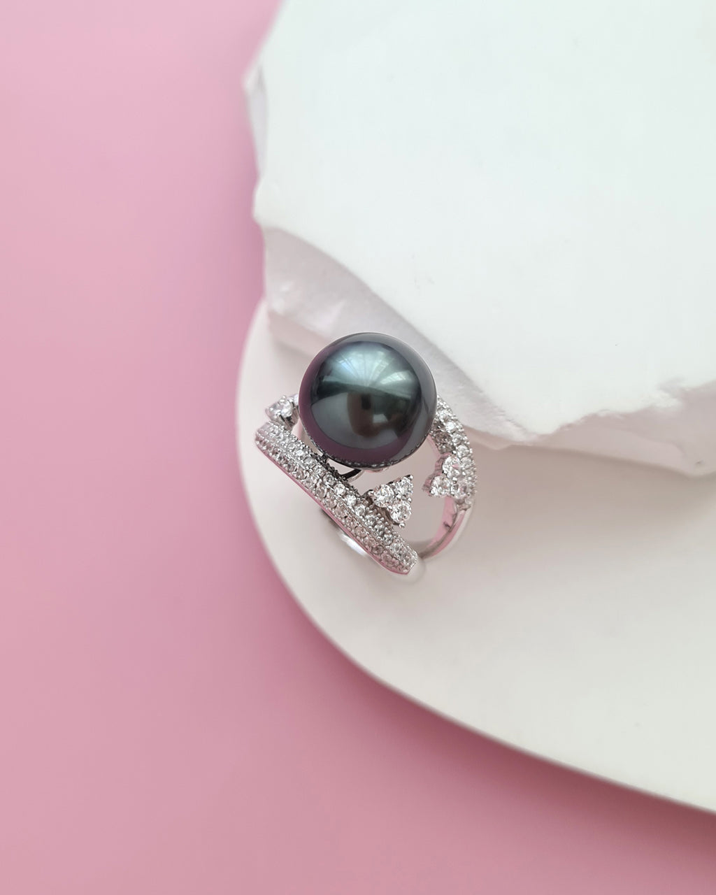 Tahitian Pearl Ring 12mm, modern Pearl Jewelry in Singapore