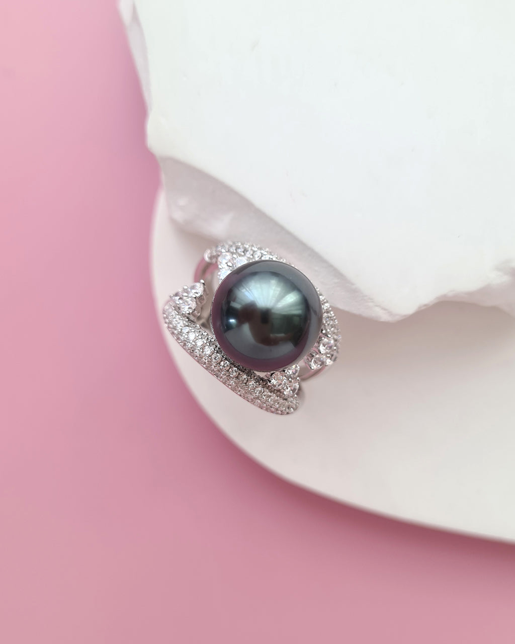 Tahitian Pearl Ring 12mm, modern Pearl Jewelry in Singapore