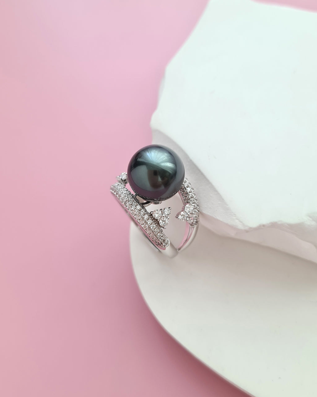 Tahitian Pearl Ring 12mm, modern Pearl Jewelry in Singapore