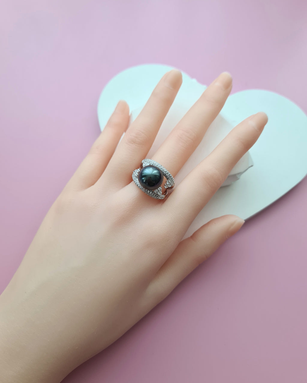 Tahitian Pearl Ring 12mm, modern Pearl Jewelry in Singapore