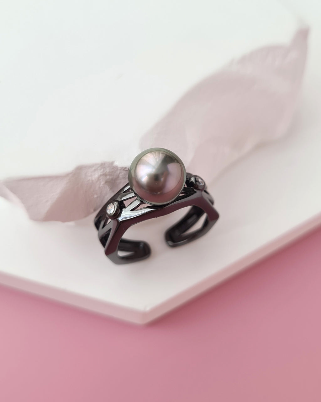 Tahitian Pearl Ring - Geometric Pearl Jewelry Quiet Luxury