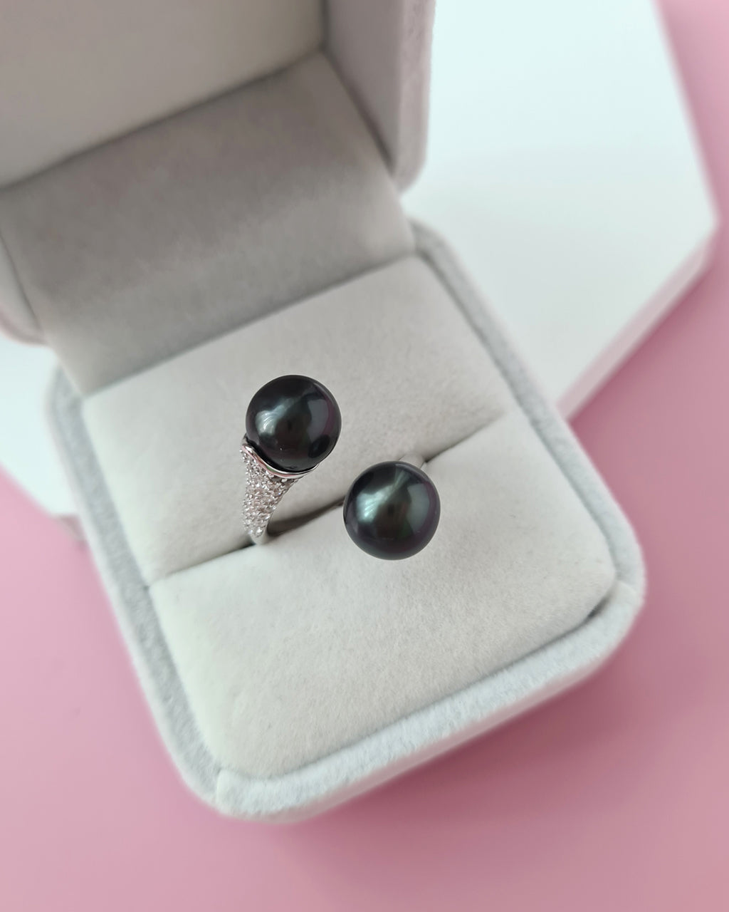 Double Pearl Tahitian Pearl Open Ring, Pearl Jewelry in Singapore