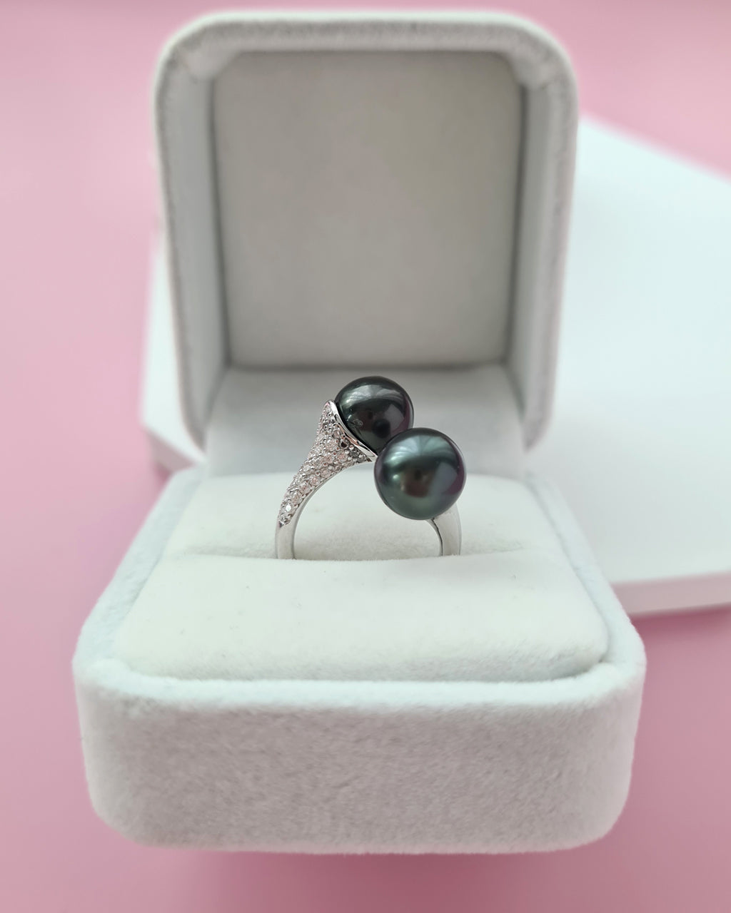 Double Pearl Tahitian Pearl Open Ring, Pearl Jewelry in Singapore