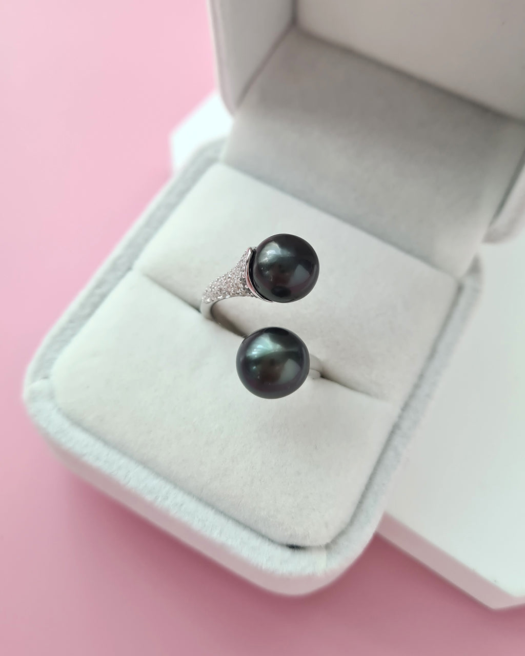 Double Pearl Tahitian Pearl Open Ring, Pearl Jewelry in Singapore