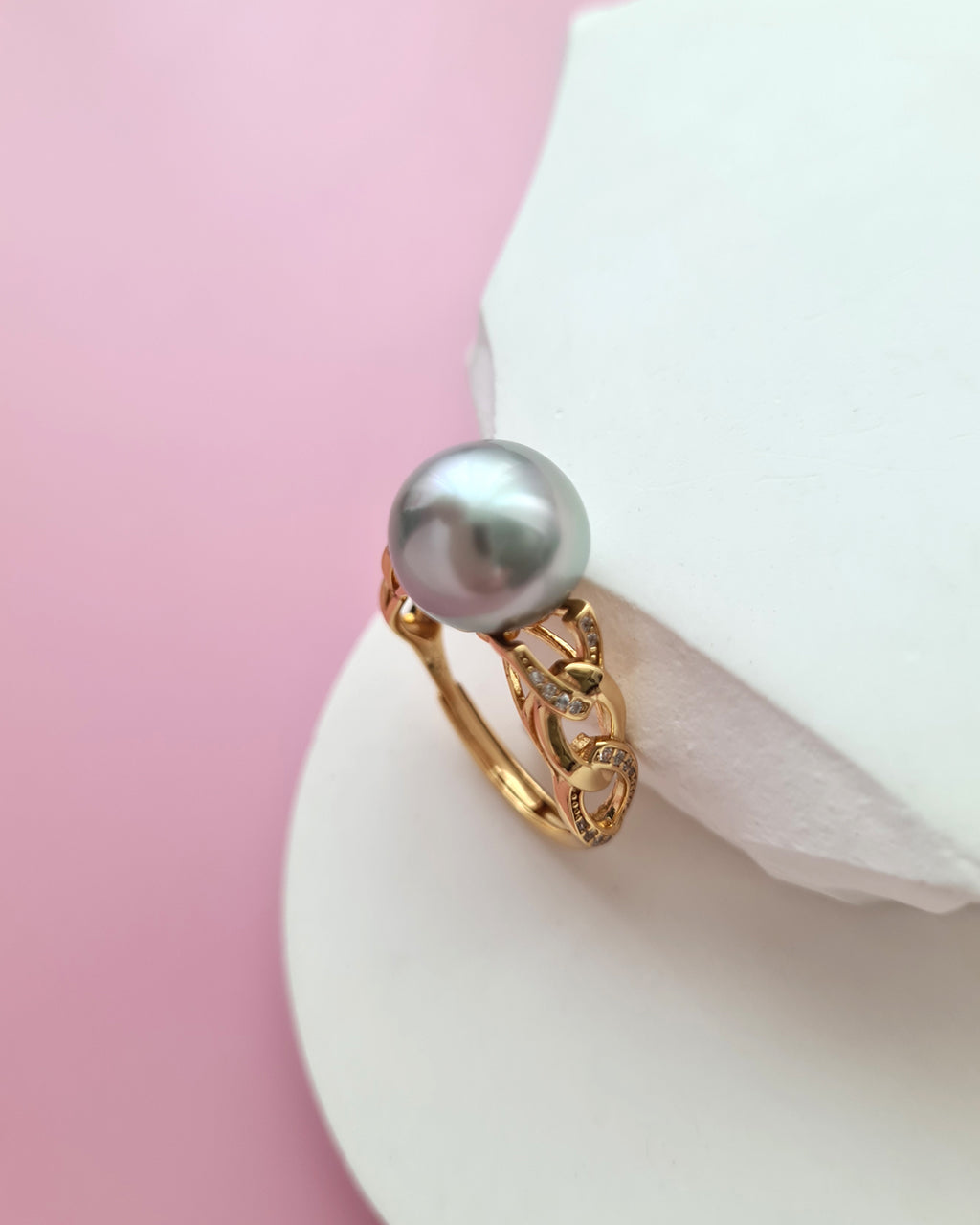 Platinum Grey Tahitian Pearl Ring - Modern Pearl Jewelry in Singapore