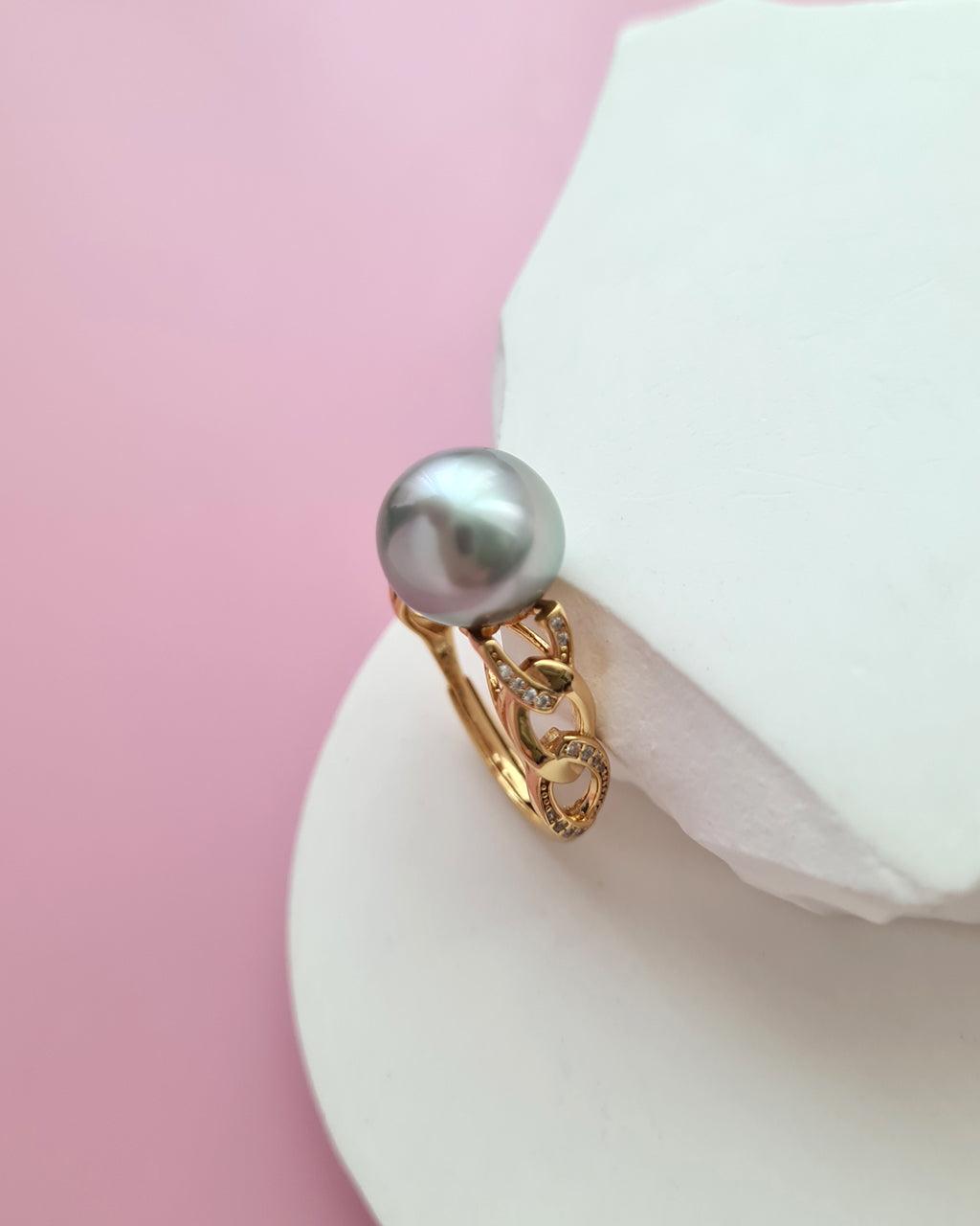 Platinum Grey Tahitian Pearl Ring - Modern Pearl Jewelry in Singapore