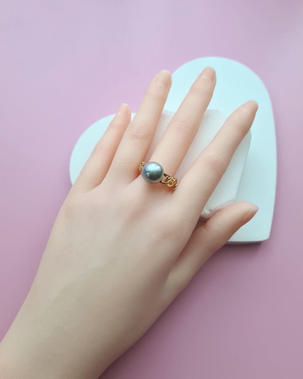 Platinum Grey Tahitian Pearl Ring - Modern Pearl Jewelry in Singapore