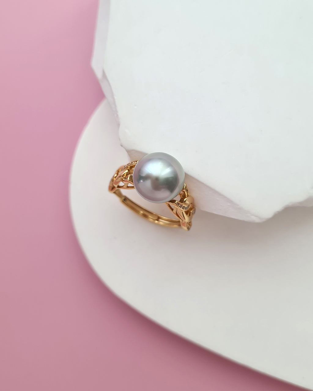 Platinum Grey Tahitian Pearl Ring - Modern Pearl Jewelry in Singapore