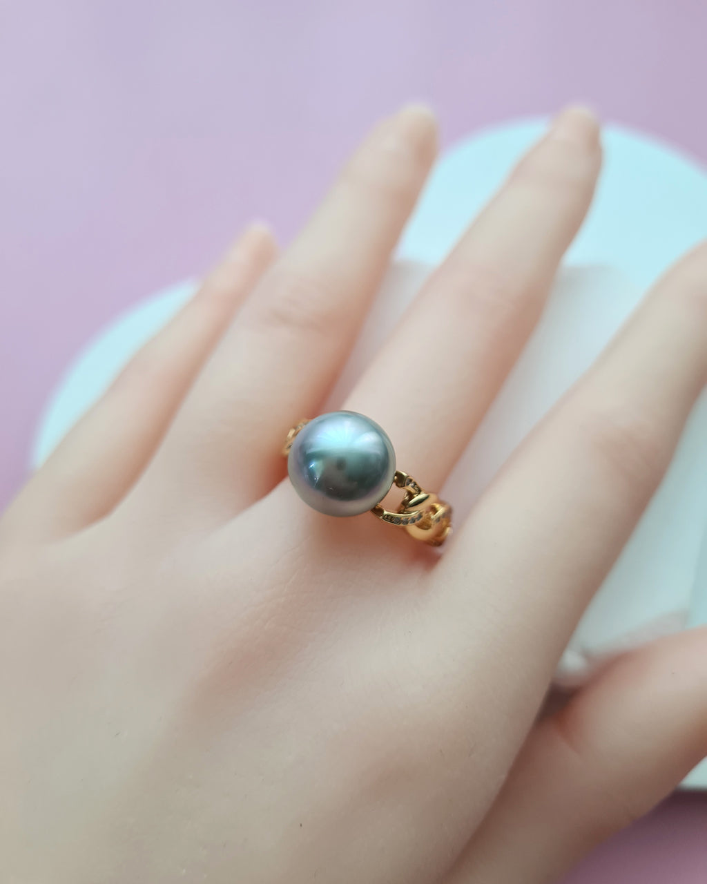 Platinum Grey Tahitian Pearl Ring - Modern Pearl Jewelry in Singapore