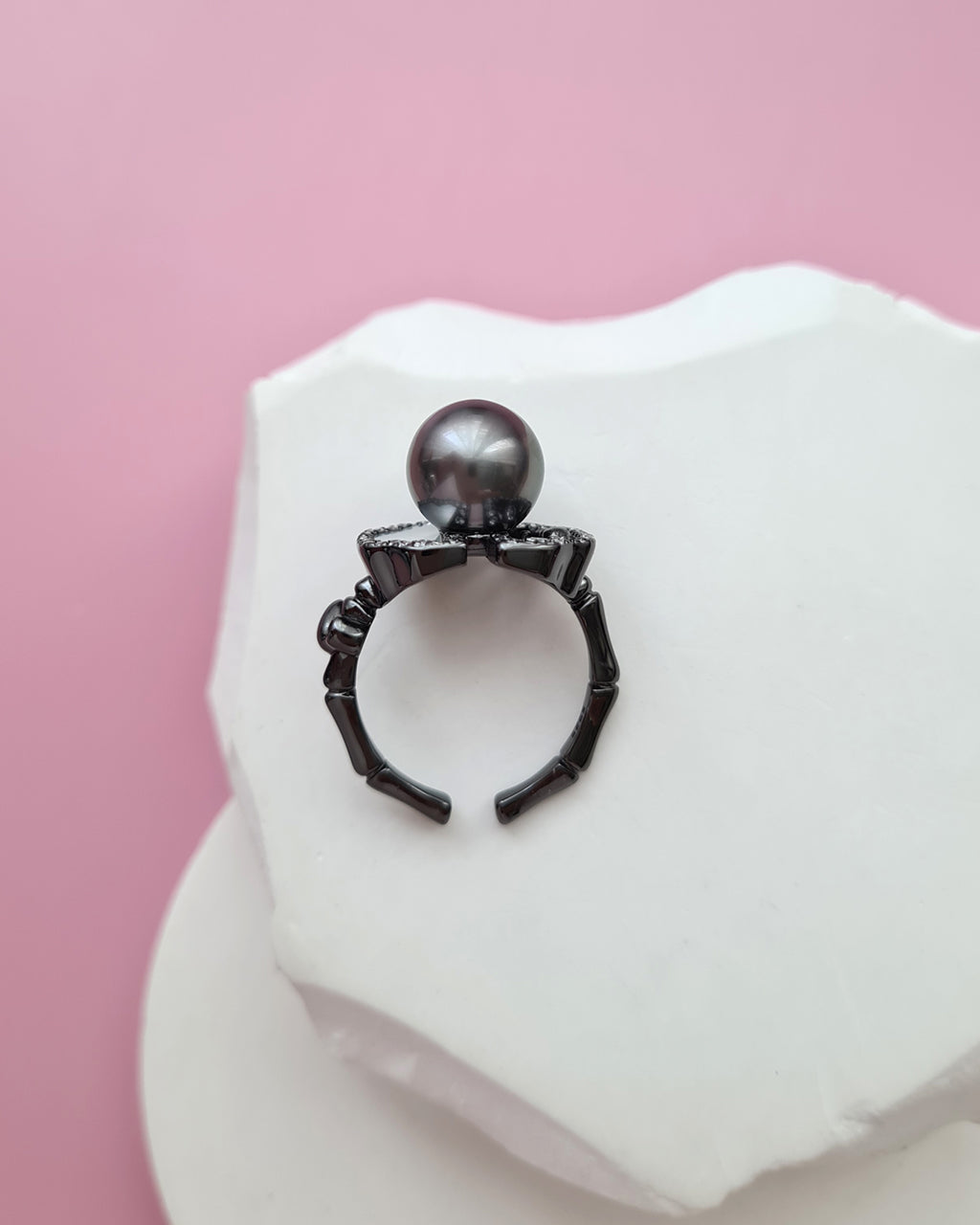 Tahitian Pearl Ring - Art Deco Ring in Black