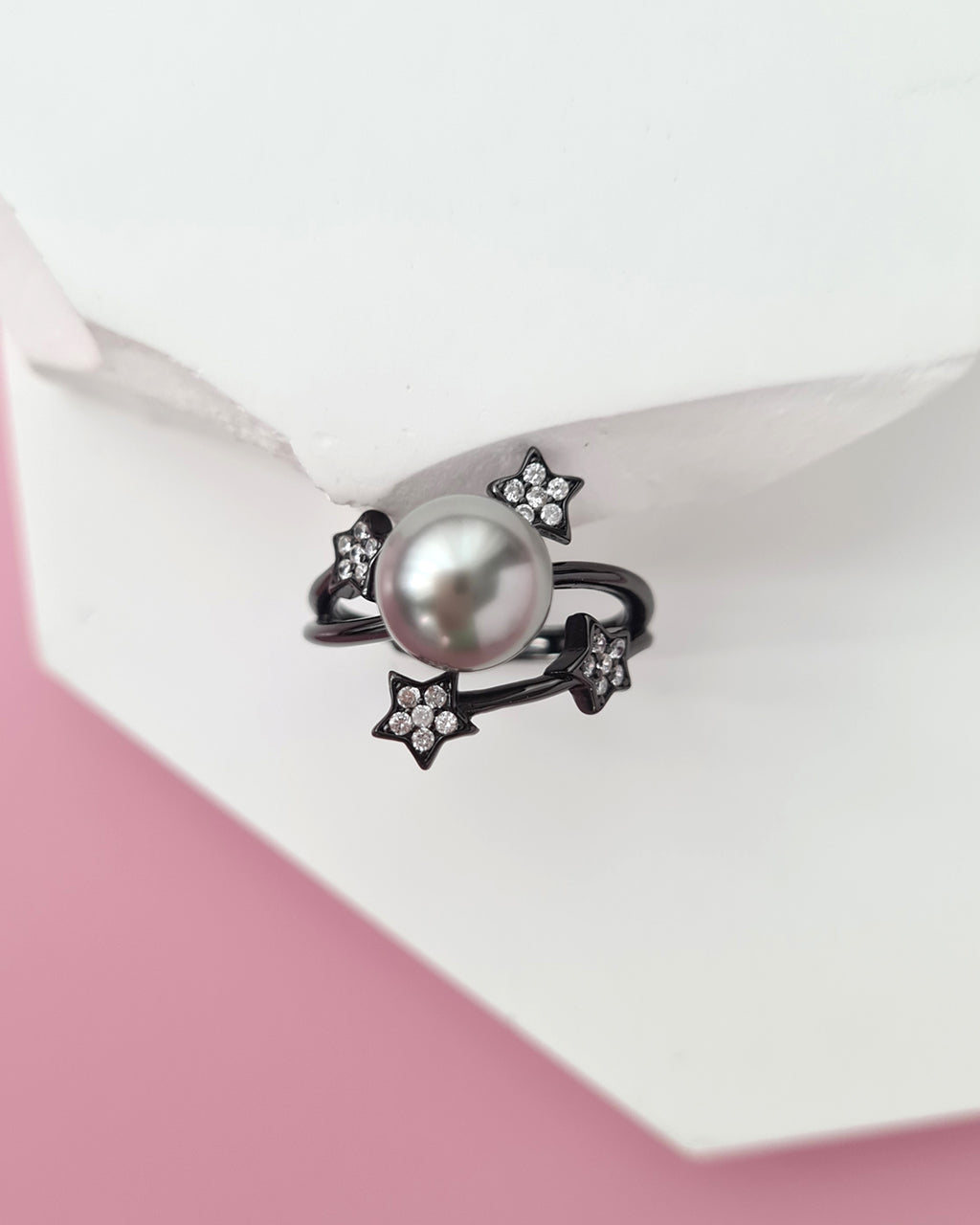 Tahitian Pearl Ring in Black - Shooting Stars