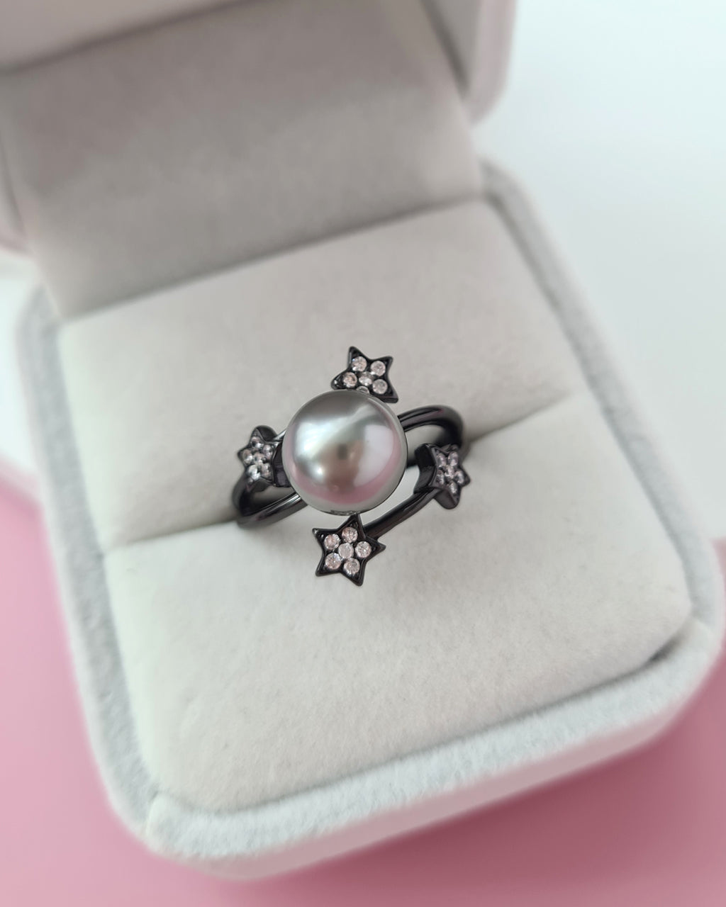 Tahitian Pearl Ring in Black - Shooting Stars