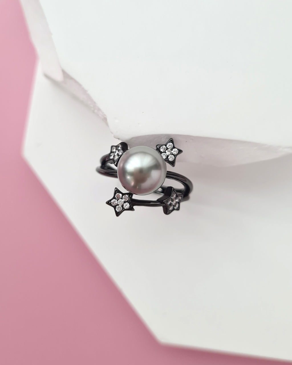 Tahitian Pearl Ring in Black - Shooting Stars