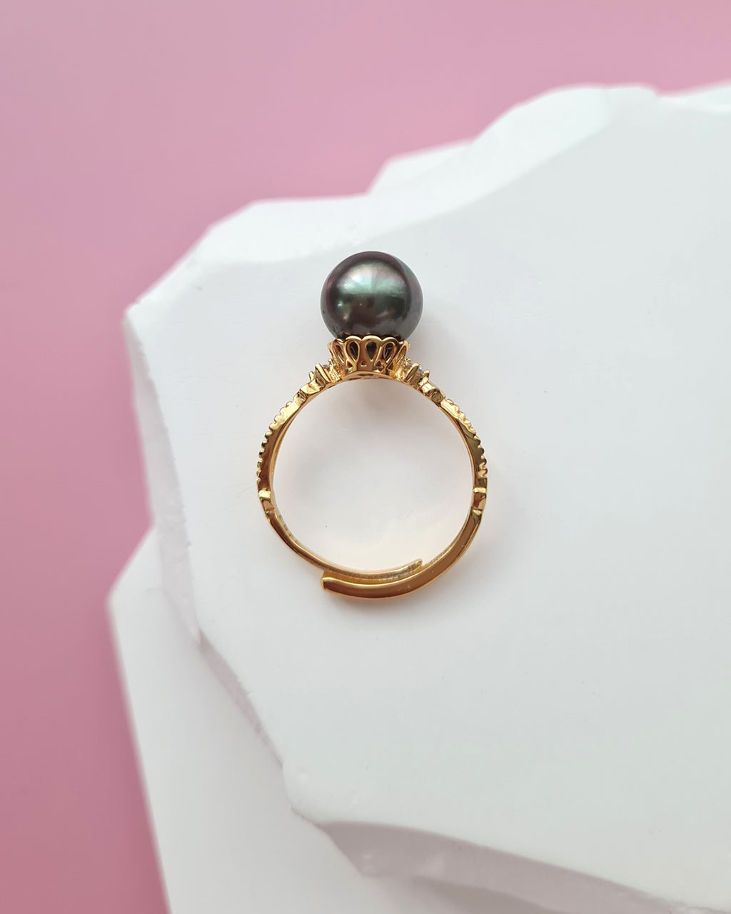 Simple Green Tahitian Pearl Ring